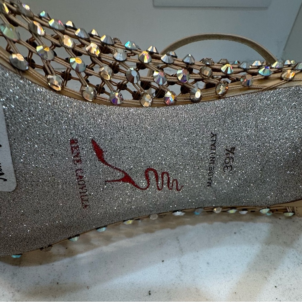 Rene Caovilla gold and Silver Mesh Heels - Picture 4 of 11